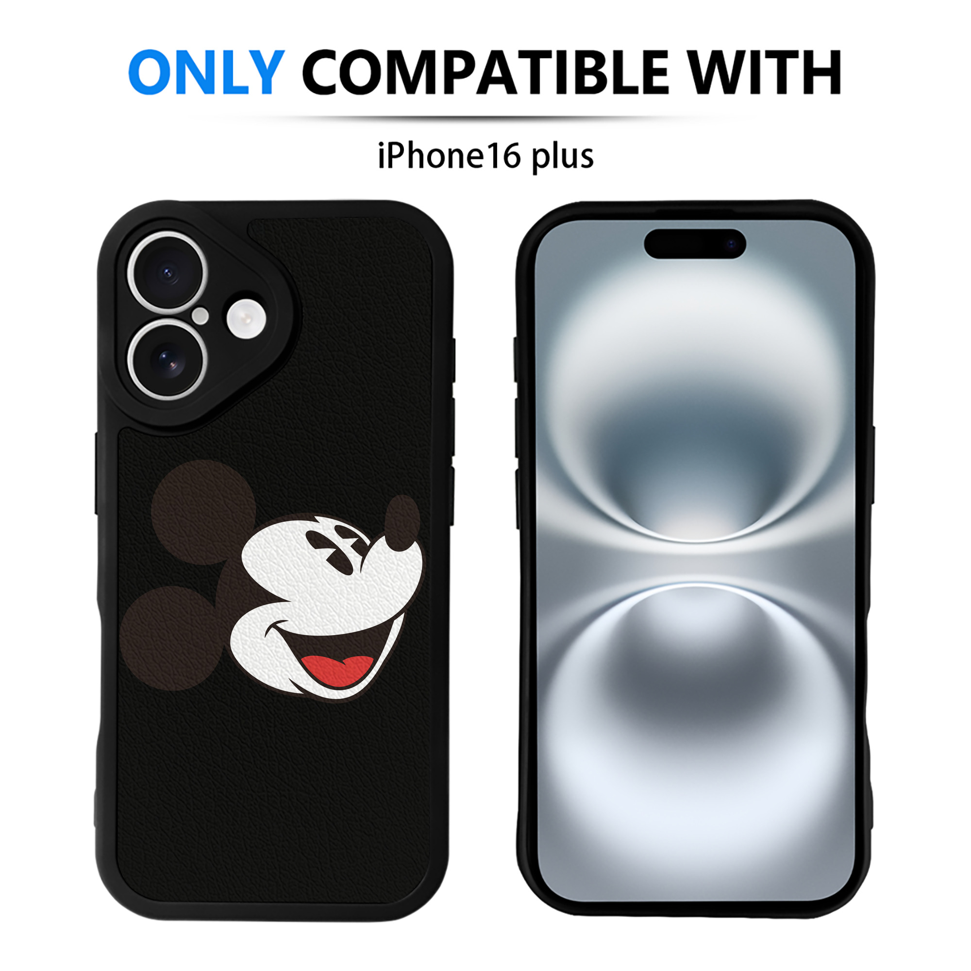 （画像用） ミッキーマウス Mickey Mouse 【iPhone 16シリーズ対応】シリコンスマホケース（レザー調） 材質：シリコン